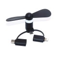 3 IN 1 Portable Cell Phone Mini Fan Cooling Cooler Travel for Android Type-c Lightning USB