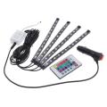 4PCS 12 LED Car Interior USB Charger RGB Lights Strip With Remote Control