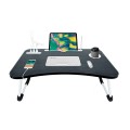 XF0849 Foldable Laptop Table with Tablet Holder, Cup Holder, 4 Ports USB Hub