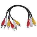 3 Male RCA to 6 Female RCA Cables Plug Splitter Audio Video High Quality AV Cord