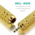 Universal Brass Gold Plated 3.5mm Male to 6.35mm Female Stereo Audio Adapter Jack Connector