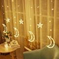 ZYF-6 Star Moon LED Fairy Curtain Light With Tail Plug Extension White 3M