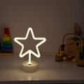 B-3 USB DC Cable Or Battery Operated Pentagram Neon Lamp With Base