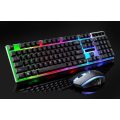 JG880 USB Wired Gaming Keyboard And Mouse Rainbow Colorful LED Illuminated Home Office