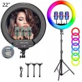 LJJ-22 RGB,White ,Cold &amp; Warm White Ring Light for Social Media With Tripod Stand 56cm 22 inch