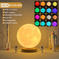 Rechargeable Multi Color Rotating Moon Lamp 18cm