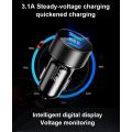 Treqa CC-319 Car Charger 5V 3.1A Quick Charge Dual USB Port LED Display