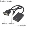XF0116 1080P HD VGA To HDMI with 3.5mm Audio Adapter Cable SE-CL01
