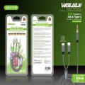 Wolulu AS-51192  Male 3.5mm To Lightning + Type C  Cable 1.2m