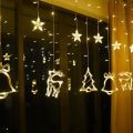 ZYF-9 Christmas Santa 12 Ornaments Curtain Fairy String Lights White With Tail Plug Extension 3M