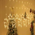 ZYF-31 Star And Reindeer LED Fairy Curtain Light Warm White With Tail Plug Extension 3M