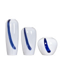 Set of 3 Gloss Ceramic White Vase Hand-Painted