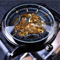Men Hollow Skeleton Automatic Mechanical Stainless Steel Wrist Watch