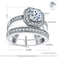 Silver Plated Round Diamond Luxury Ring Fashion Women Wedding Ring Size 6-8