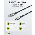 Goobay USB-C to USB-A Textile 2m Cable with Metal Plugs - Space Grey/Silver