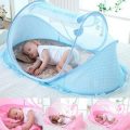 Baby 3-In-1 Cushion Mat and Pillow With Mosquito Net ( CHOOSE BLUE OR PINK )