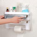 Multi-fuctional 4 In 1 Kitchen Storage Holder Rack for Paper Towel/Cling Film/Tin Foil Dispenser