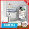 Multi-fuctional 4 In 1 Kitchen Storage Holder Rack for Paper Towel/Cling Film/Tin Foil Dispenser