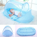 Baby 3-In-1 Cushion Mat and Pillow With Mosquito Net ( CHOOSE BLUE OR PINK )
