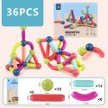 36 Piece Kids Variety Magnetic Bar Sticks - Educational Puzzle Toy