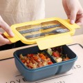 850 ML Leak Proof Tiffin Box Spoon Chopsticks 2 Compartment container and cup - Blue / Green / Pink