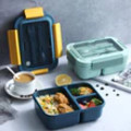 3 Compartments Bento Box Lunch Box With Spoon &amp; Fork - Blue / Green - YL-311