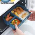 3 Compartments Bento Box Lunch Box With Spoon &amp; Fork - Blue / Green - YL-311