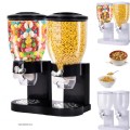 Double Cereal Dispenser Machine Dry Food Pasta Storage Container - Black