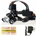 3 LED Headlamp CREE XML T6 6000 Lumens Rechargeable Headlights frontale lamp +2 pcs 18650 battery...