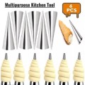6 PC Stainless Steel Horn / Croissant   Cone Pastry Mold