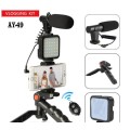 Video Vlogger Kits Microphone Led Fill Light Mini Tripod For Phone Vlog Video Ay-49