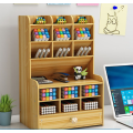 17 Compartment Wooden Desk Stationery Organizer With 48 Double Head Marker - Wooden