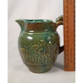 Lucia Ware Jug - SA Pottery - relief pattern with dog handle Hunting Scene No 2702
