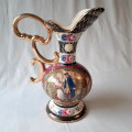 jug pitcher vase H Bequet Quaregnon Belgium gilded hand painted and transfer design