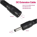 Set of 2 10m DC Black Power Extension Cable