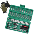 46 Piece Industrial Grade 1/4 Inch Drive Socket &amp; Bits Set With Gloves