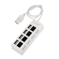 USB 2.0 High Speed 4 Ports Hub Adapter Fast Data Transfer - White