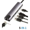 5 in 1 USB 3.1 Type C to HDTVI USB C Hub Multifuntion  Rj45 Adapter