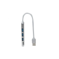 USB 3.0 4-Way Slimline Hub - 3 USB Ports &amp; 1 SD Card Slot - Silver