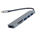 25cm OTG 6 in 1 Hub Type C In To 1 x HDMI 3 x USB &amp; 1 x SD &amp; TF Card Reader