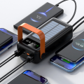 80000mAh Fast Charging Portable LED Solar Power Bank With Built-in 4 Cables - Black