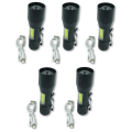 Mini USB Rechargeable Torch Flashlight with Zoom and Side Light - 5 Pack