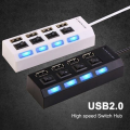 USB 2.0 High Speed 4 Ports Hub Adapter Fast Data Transfer - White