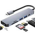 6 in 1 USB C Hub Type C Adapter with 4K TC/2USB/HDTV/TF (B3444)