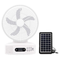 Portable 12-Inch Solar Rechargeable Smart AC/ DC Fan - White