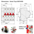 TUYA Smart Switch 16A Circuit Breaker - Energy Saving - Wi-Fi - 230V AC