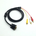 KT&amp;SA VGA to 3 RCA Cable 15 pin Analog PC TV Video Cable