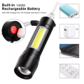 USB Rechargeable Pocket LED Camping Flashlight With Side Light