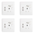 Pack of 4 Double Wall Sockets ( 1 x 3 Point, 1 x 2 Point and 2 x USB ports)