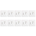Set Of 10 Double Wall Sockets 1 x 3 &amp; 1 x 2 Point With 2 USB ports - White